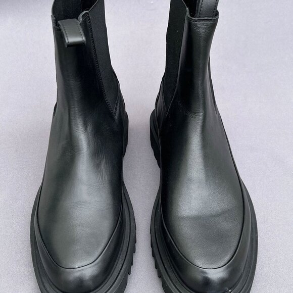 NEW AllSaints Harlee Lug Sole Chelsea Boots — Black Leather - Picture 4 of 12